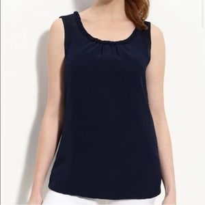 KATE SPADE silk navy sleeveless braided neck top S
